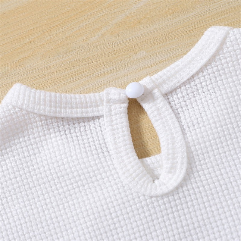 Baby Boys/Girls Bear Embroidery Waffle Bodysuit childrensterritory