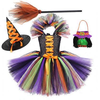 Kids Girls Carnival Vestidos Clothing Set Bag Hat for Halloween