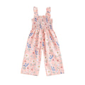 Little Girls Lovely Floral Print Wide Leg Summer Jumpsuit childrensterritory
