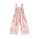 Little Girls Lovely Floral Print Wide Leg Summer Jumpsuit childrensterritory