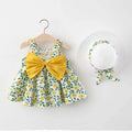 Baby Girl Floral Big Bow Designed Summer Dresses + Sunhat childrensterritory