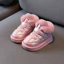 Kids Girls PU Leather Plush Warm Soft-soled Winter Shoes childrensterritory