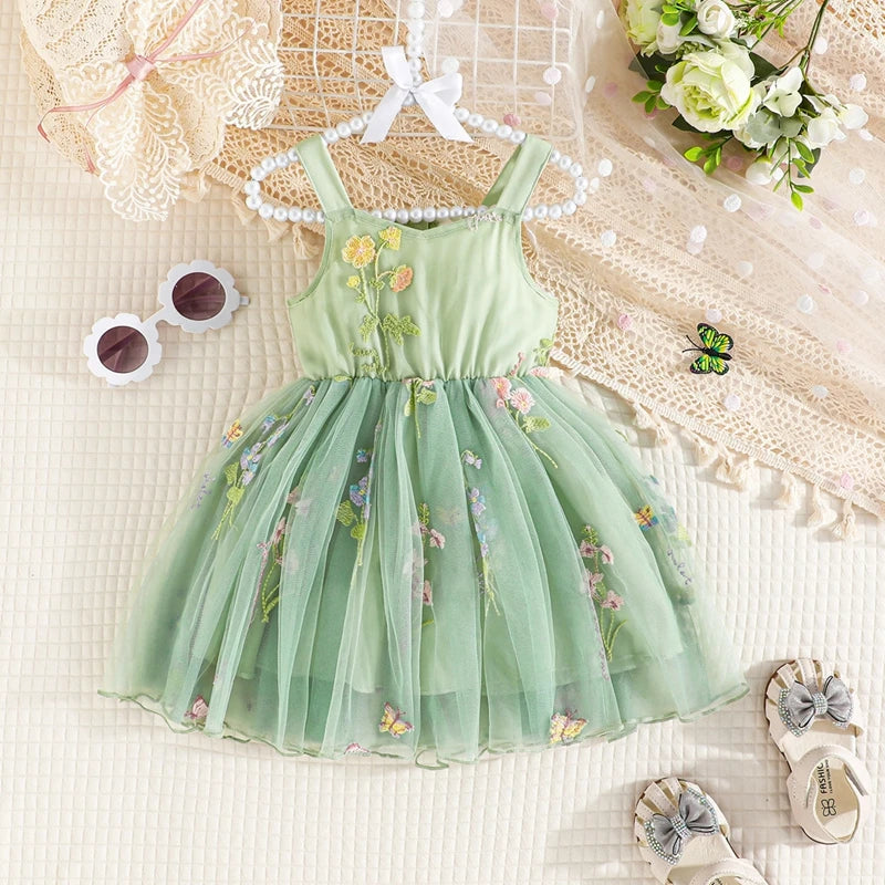 Floral Embroidery Baby Girls' Tulle Princess Dresses