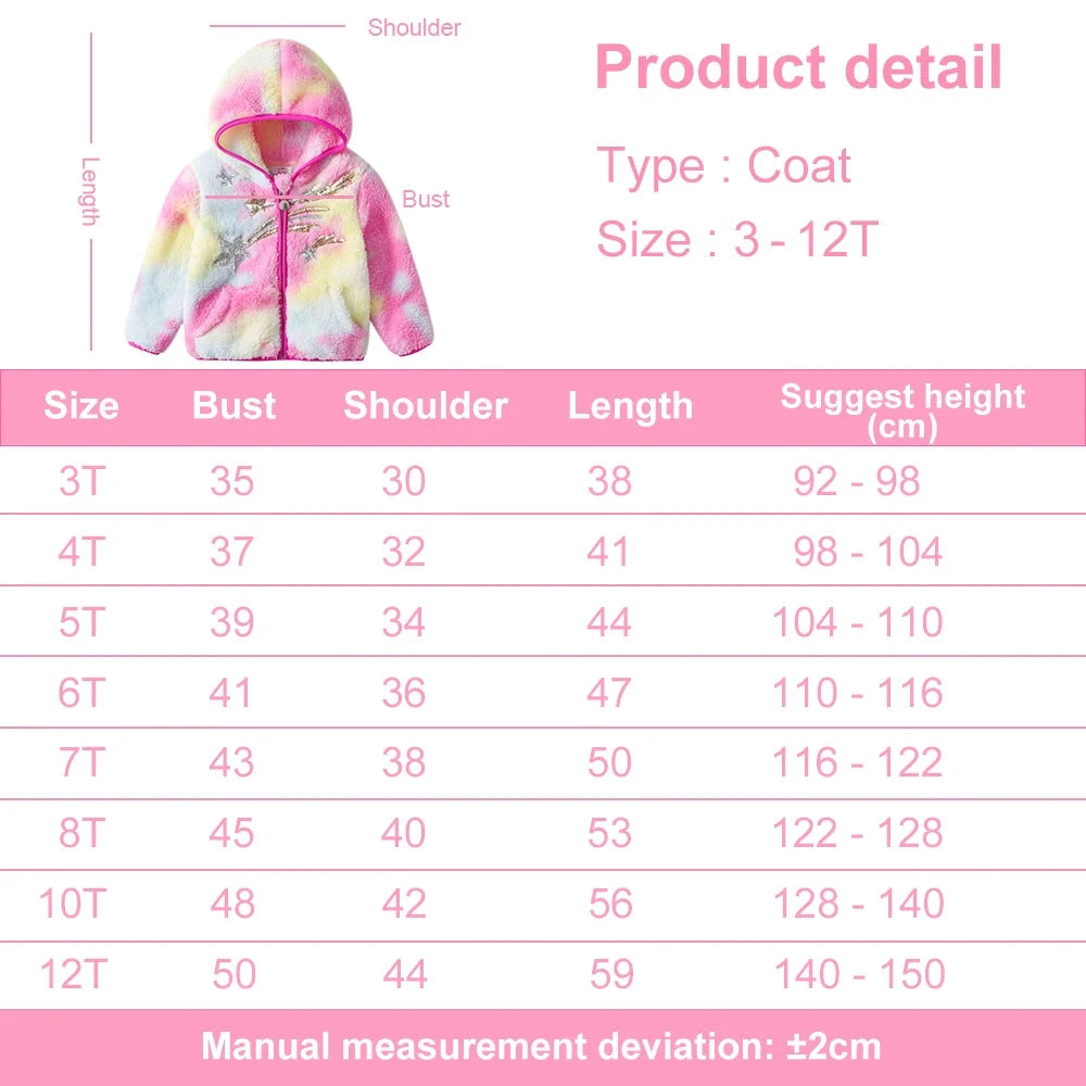 Kids Girls Star Sequined Appliqued Soft Hooded Jacket childrensterritory