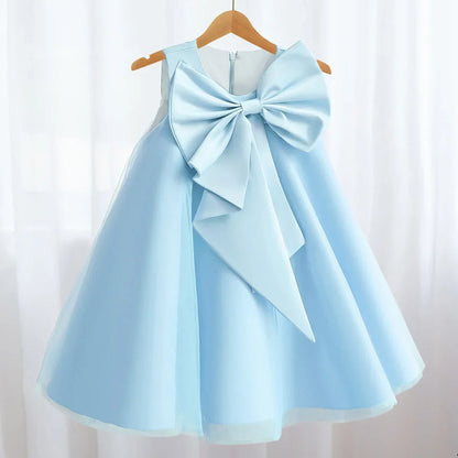 Lavender Scoop Neck Puff Girls Birthday Party Dresses
