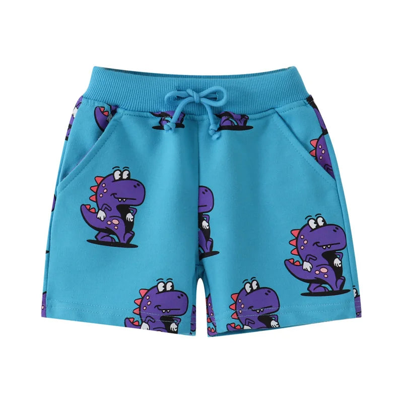 Cartoon Print Summer Drawstring Shorts For Boys Girls