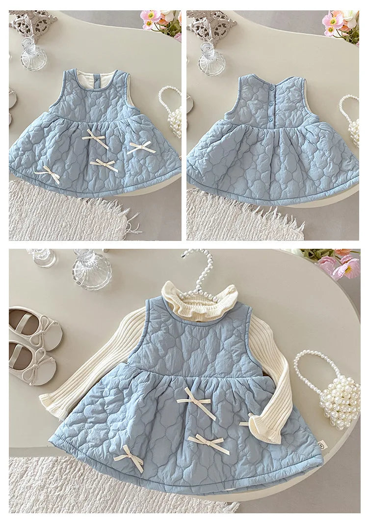 Baby Girls’ Elegant Sleeveless Winter Dress