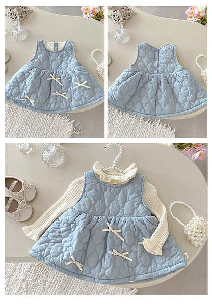Baby Girls’ Elegant Sleeveless Winter Dress