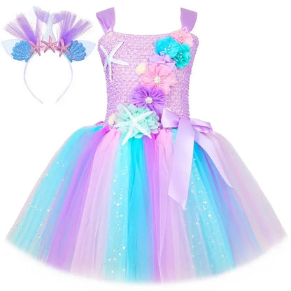 Girls Mermaid Style Tutu Princess Birthday/Halloween Party Dresses