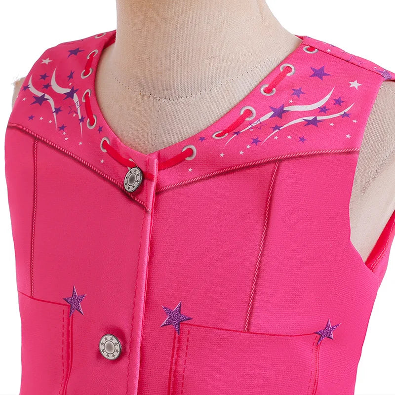 Kids Girls Starry Vest Top Pants Scarf Barbie Costume for Halloween