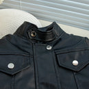 Stylish Kids Boys Girls Solid Color Leather Jackets childrensterritory