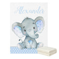 Custom Name Blue Elephant Print Baby Bedding Set