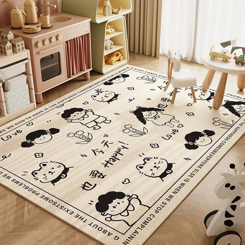 Cartoon Print Stain Resistant Anti Slip Kids Room Carpet childrensterritory