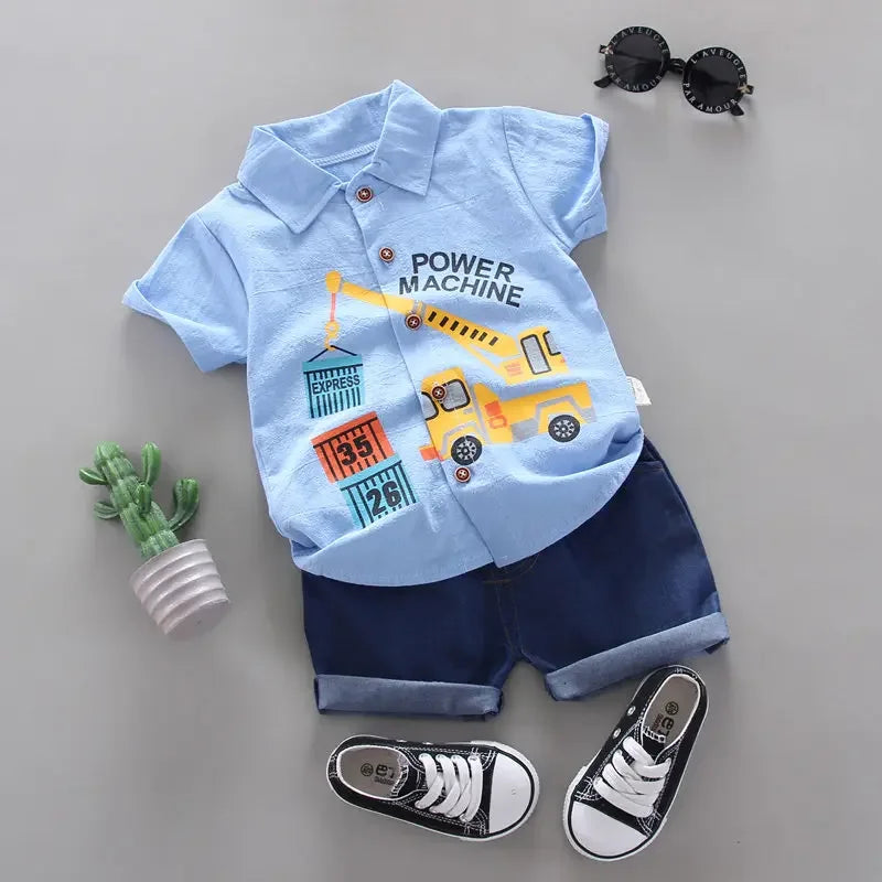 Little Boys Girl Cartoon Shirts and Shorts, 2 Pieces/Set childrensterritory