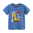 Kids Boys Cartoon Excavator Print Summer T-shirts childrensterritory