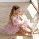 Puffy Pink Layers Skirt Wedding Party Dress for Kids Girls