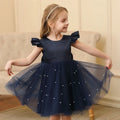 Kids Girls' Solid Color Fluffy Big Bow Design Party Dresses childrensterritory