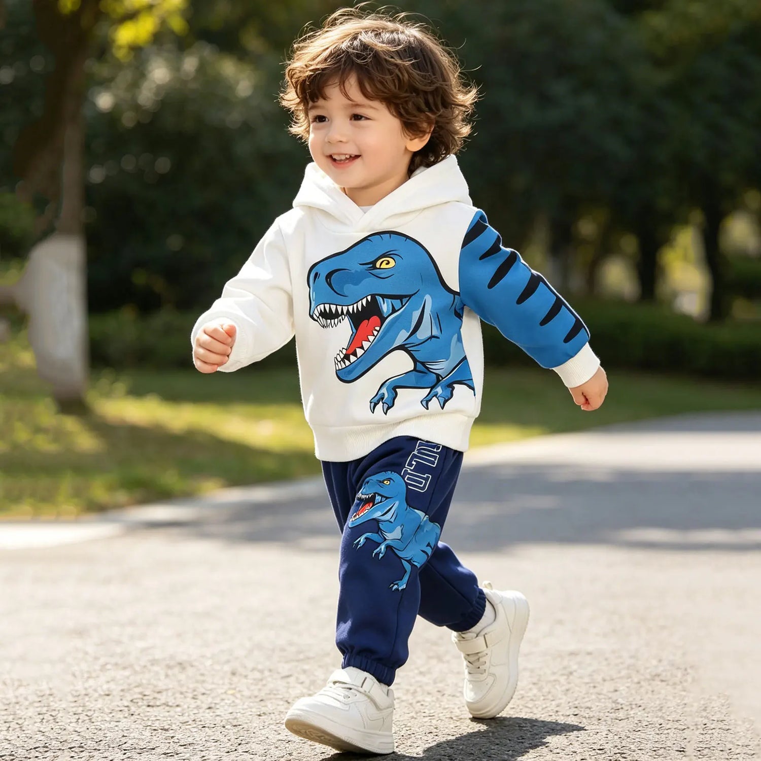 Kids Boys Crocodile Design Fleece Cotton Winter Clothing Set