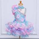 Kids Girls Beading Stones Ruffles Halter Party Dress