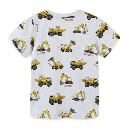 Little Boys Cartoon Excavator Pattern Cotton T-Shirts childrensterritory