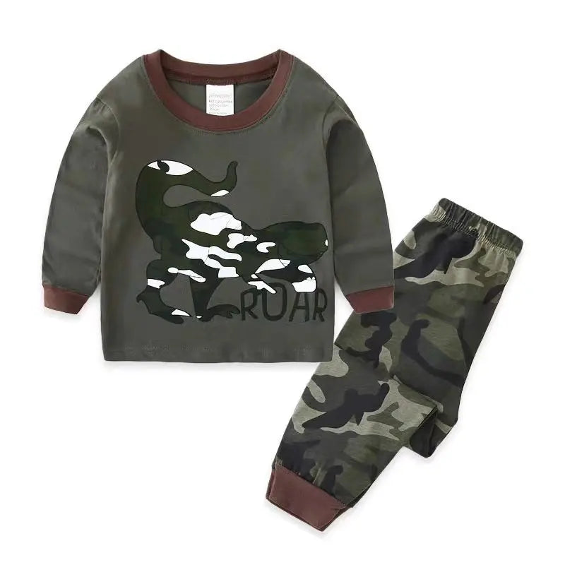 Long-Sleeved Cartoon Print Autumn Kids Clothing Set