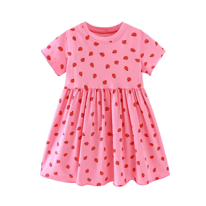 Cartoon Embroidery Kids Girls Soft Cotton Korean Style Dress