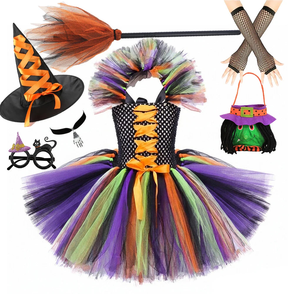 Kids Girls Carnival Vestidos Clothing Set Bag Hat for Halloween