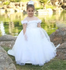 Beautiful Off-Shoulder Ball Gown for Young Girls childrensterritory