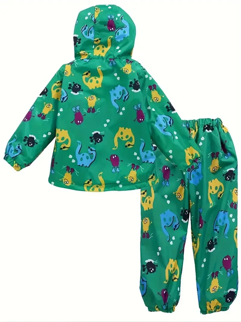 Kids' Long-Sleeved Printed Raincoat Suit