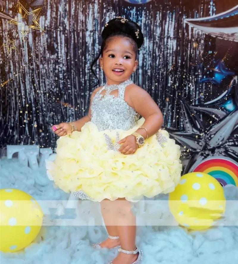 Sleeveless Flower Design Birthday Party Dresses childrensterritory