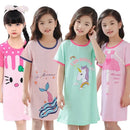 Kids Girls Unicorn Cartoon Design Soft Cotton Long Night Dresses