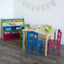 Kids Wood Table Chairs Set, White & Primary