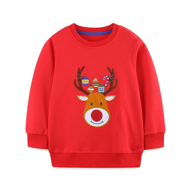 Cartoon Animal Print Long Sleeve Kids Boys Sweatshirts