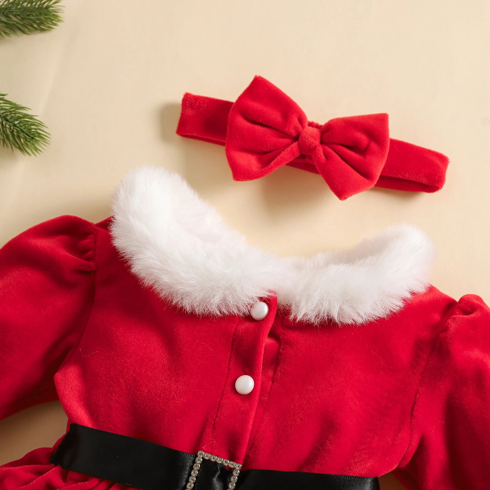Baby Girls Collar Design Christmas Party Outfit