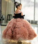 Fluffy Tiered Tulle Long Flower Girl Dresses for Birthday