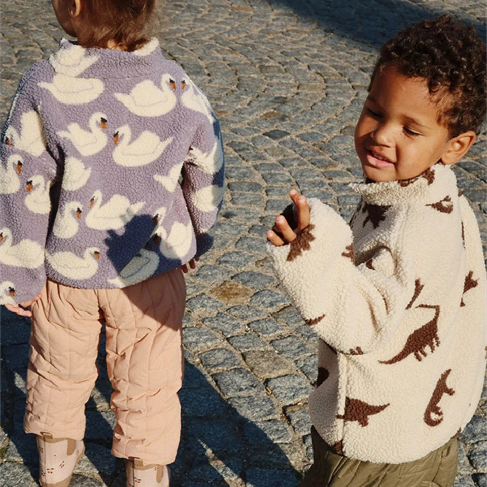 Colourful Cartoon Design Winter Outerwear For Kids