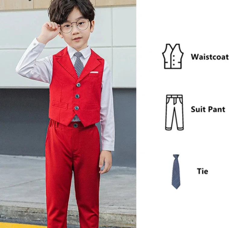 Slim Fit Kids Boys Plaid Vest Formal Wedding/Party Suit Sets