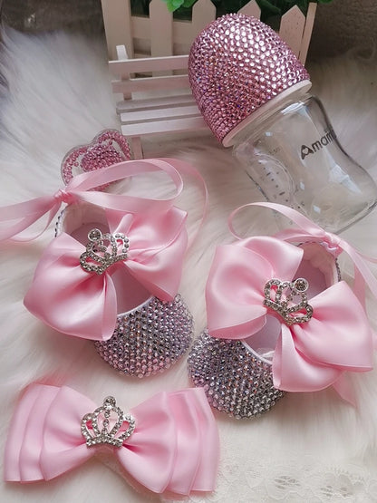 Luxury Keepsake Diamond Baby Bottles and Shoes Headband Set childrensterritory