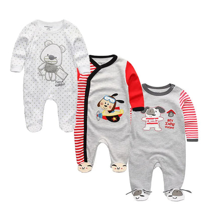 Long Sleeve Overall Printed Baby Zipper Rompers