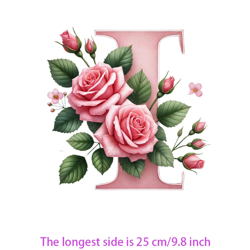 Flower Letter Ironing Transfers Decals For Clothing Diy Appliques