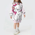 Kids Girls Cute Cat Print Casual Hoodie Dresses childrensterritory