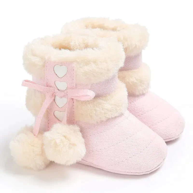 Pompom Design Warm Snow Boots in 4-Colors for Infants childrensterritory
