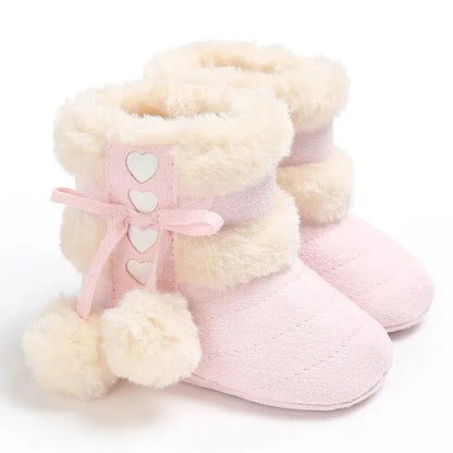 Pompom Design Warm Snow Boots in 4-Colors for Infants childrensterritory