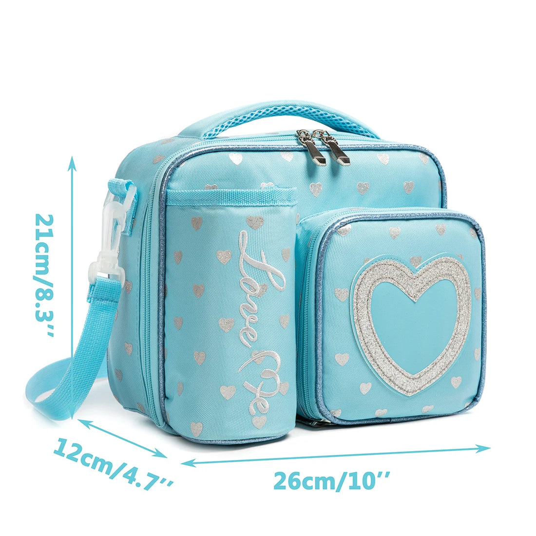 Kids Printed Waterproof Thermal Lunch Bags with Bottle Pocket