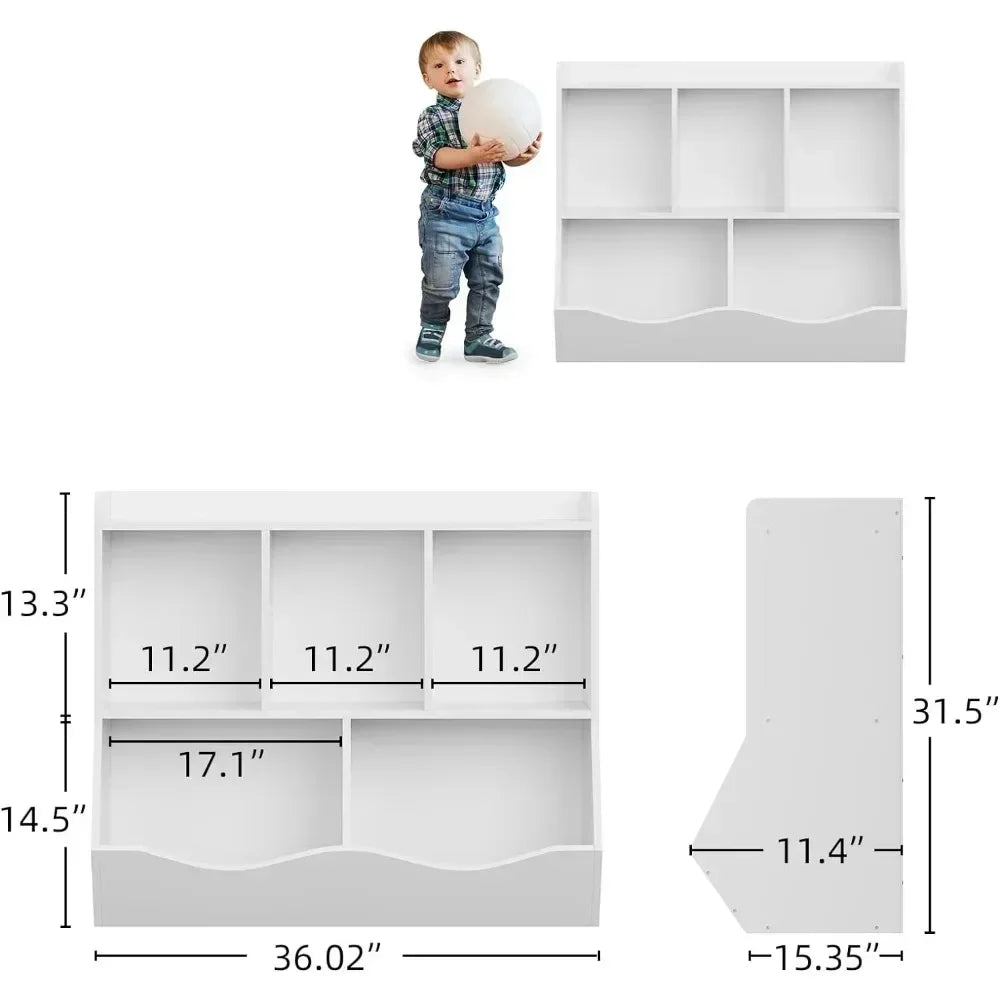 Multi-Shelf Kids Bookshelf and Toy Storage Cabinet