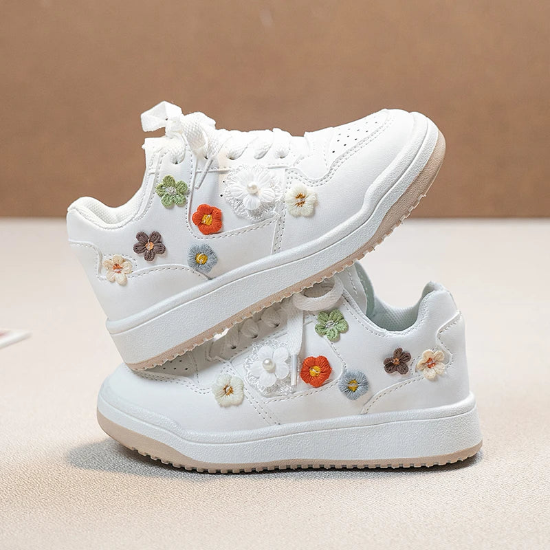 Girls' Flower Design Soft Sole Casual Shoes childrensterritory
