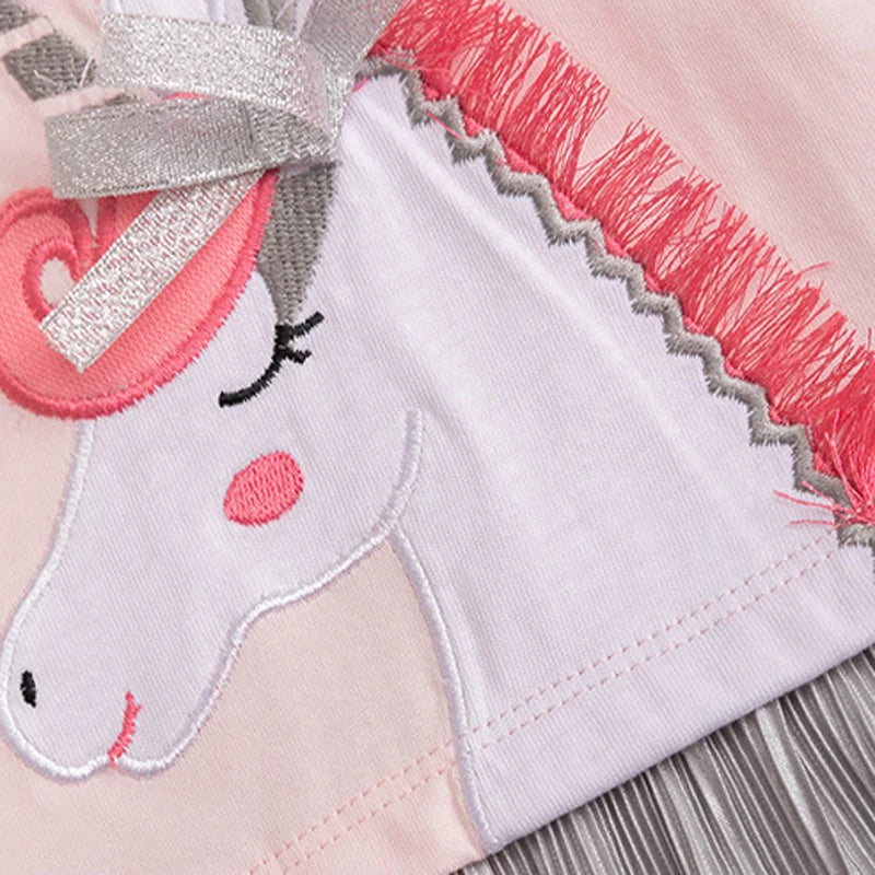 Girls Lovely Unicorn Design Long Sleeves Autumn Dress childrensterritory
