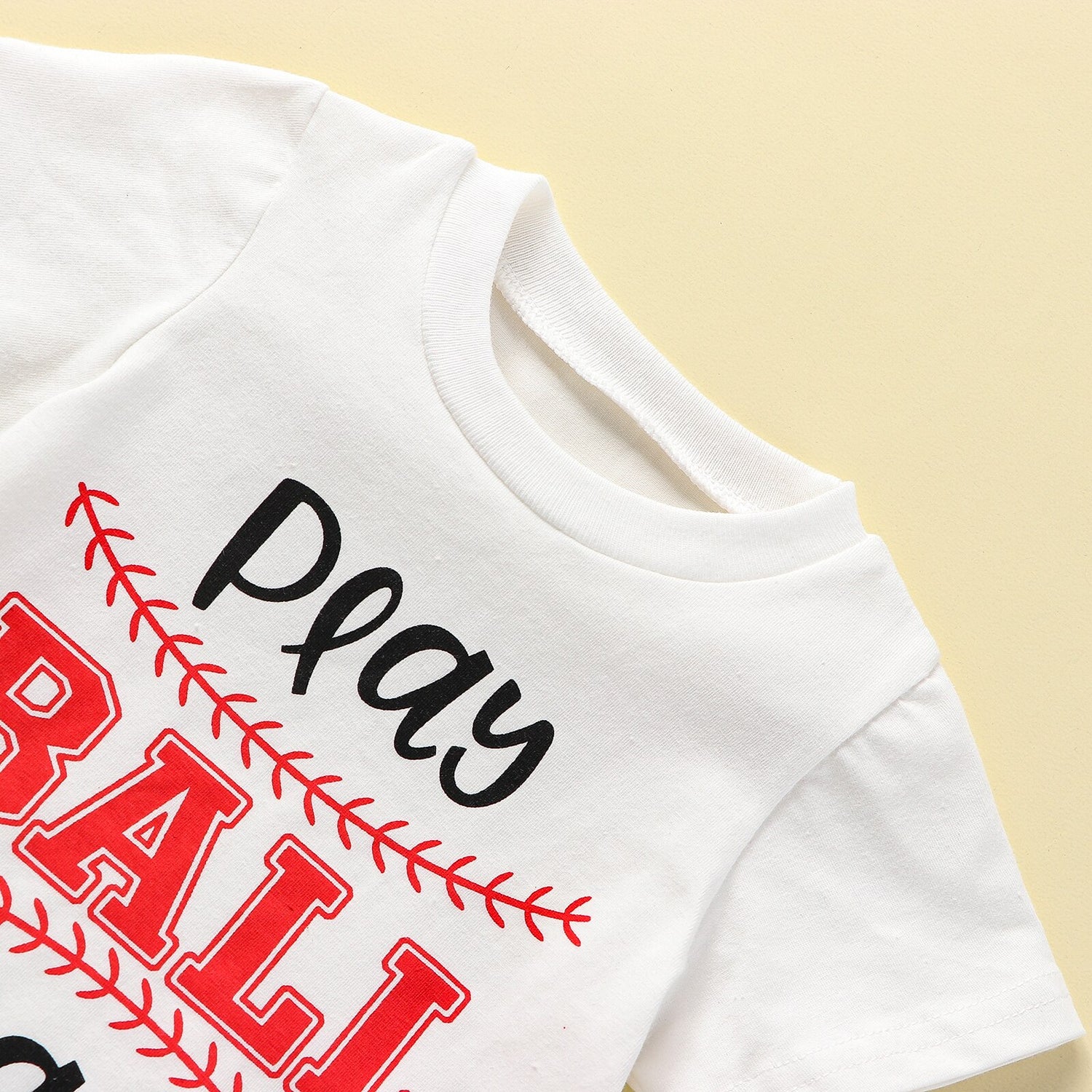 Baby Girl Letter &amp; Baseball Print Top and Tassel Shorts Set childrensterritory
