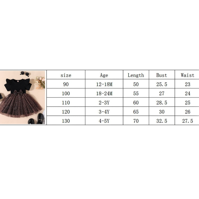 Little Girls Leopard Printed Ruffled Bowknot Party Dress childrensterritory