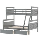 A Twin Over Bunk Bed Featuring Storage Drawers and Ladders childrensterritory